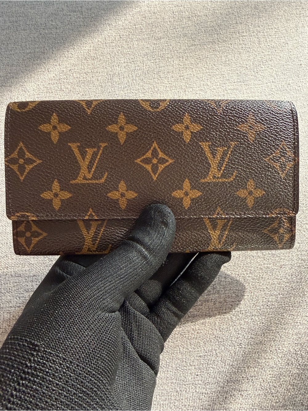 Vintage Louis Vuitton Monogram Long Wallet Made in Spain Brown Canvas